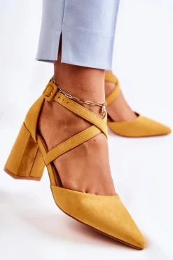Boto Sandały Na Obcasie*Modne Sandałki Na Słupku Żółte Sinari