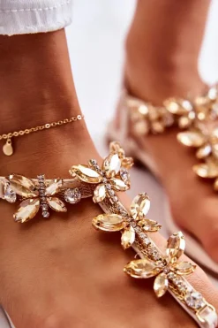 Boto Sandały Płaskie*Modne Sandały Japonki Z Motylami Jasnobeżowe Jennissa