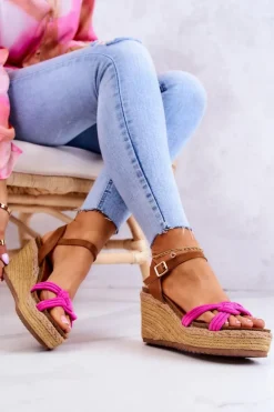 Boto Sandały Na Koturnie*Modne Sandały Na Koturnie Fuksja Roseville