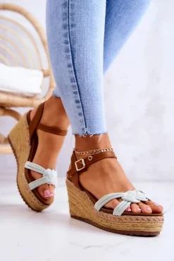 Sale Boto Modne Sandały Na Koturnie Jasnozielone Roseville