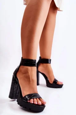 Boto Modne Sandały Na Masywnym Słupku Czarne Elisen