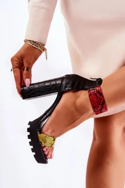 Boto Sandały Na Obcasie*Modne Sandały Na Masywnym Słupku Multikolor Elisen