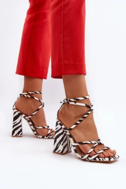 Damskie Boto Modne Sandały Na Obcasie Biało-Czarne Josette