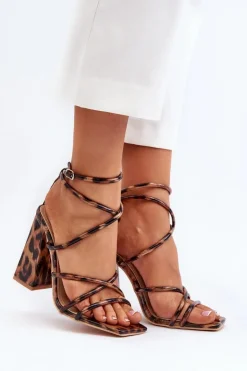 Hot Boto Modne Sandały Na Obcasie Brązowe Josette