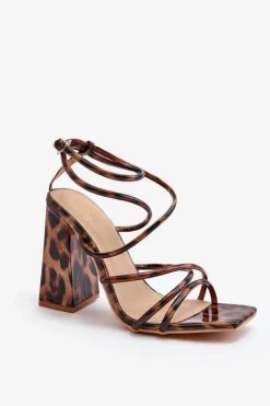 Hot Boto Modne Sandały Na Obcasie Brązowe Josette