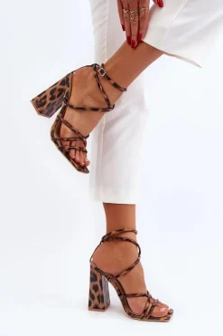 Hot Boto Modne Sandały Na Obcasie Brązowe Josette