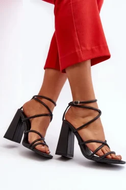 New Boto Modne Sandały Na Obcasie Czarne Josette Czarny