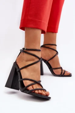 New Boto Modne Sandały Na Obcasie Czarne Josette Czarny
