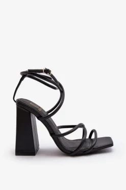 New Boto Modne Sandały Na Obcasie Czarne Josette Czarny
