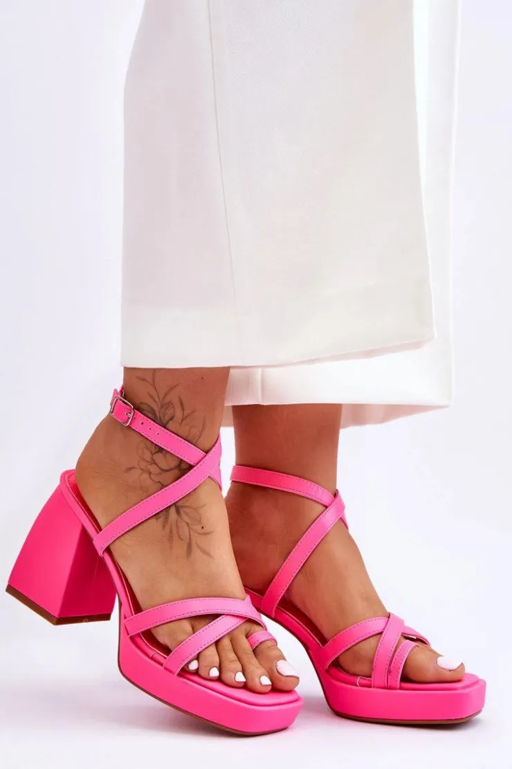 Boto Modne Sandały Na Obcasie I Platformie Różowe Secret Rose