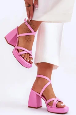 Damskie Boto Modne Sandały Na Obcasie I Platformie Jasnoróżowe Secret Rose