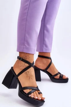 Damskie Boto Modne Sandały Na Obcasie I Platformie Czarne Secret Rose