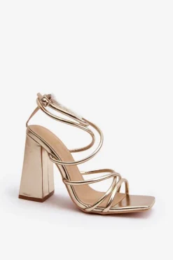 Damskie Boto Modne Sandały Na Obcasie Złote Josette