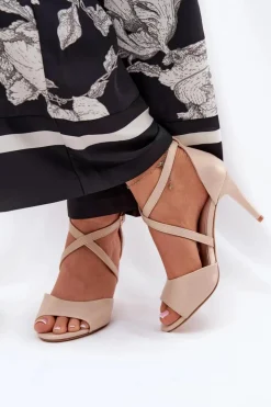 Damskie Buty Sergio Leone Modne Sandały Na Szpilce Złote Loressa