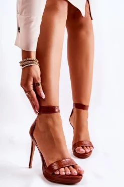 Damskie Boto Modne Sandały Na Wysokiej Szpilce Brązowe Astoria