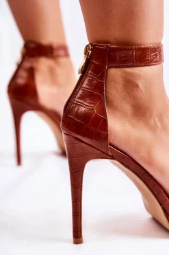 Damskie Boto Modne Sandały Na Wysokiej Szpilce Brązowe Astoria