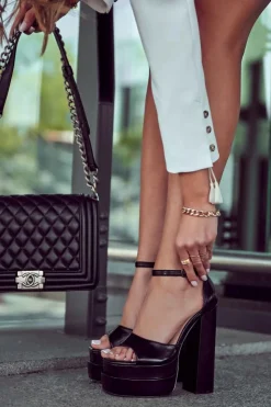 Damskie Boto Modne Sandały Na Wysokim Słupku Czarne Lovelace