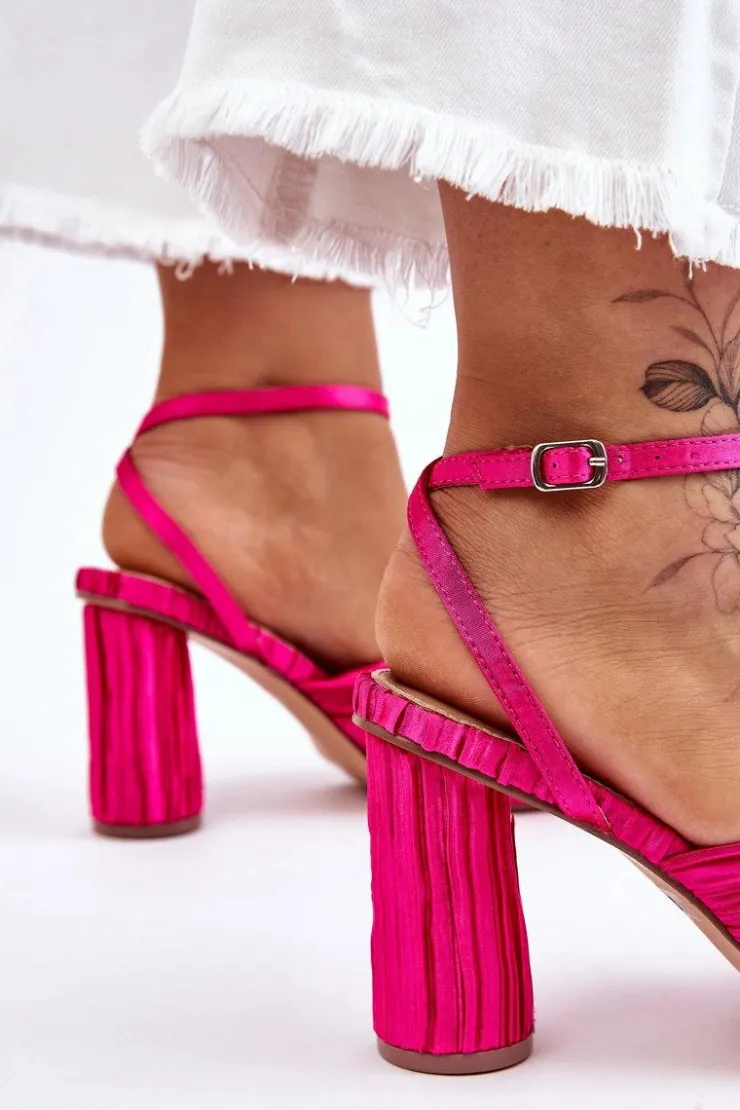 Boto Sandały Na Obcasie*Modne Sandały Z Kokardą Na Obcasie Fuksja Callum Różowy