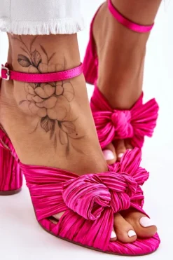Boto Sandały Na Obcasie*Modne Sandały Z Kokardą Na Obcasie Fuksja Callum Różowy