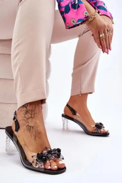 Damskie Damskie buty S.Barski Modne Sandały Z Koralikami Czarne Terrance