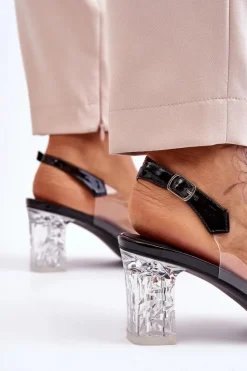 Damskie Damskie buty S.Barski Modne Sandały Z Koralikami Czarne Terrance