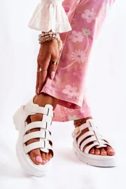 Boto Modne Sandały Z Paskami Białe Malien