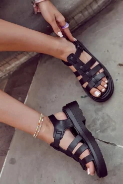 Boto Sandały Na Obcasie*Modne Sandały Z Paskami Czarne Malien