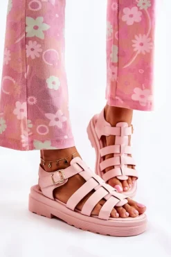 Hot Boto Modne Sandały Z Paskami Różowe Malien