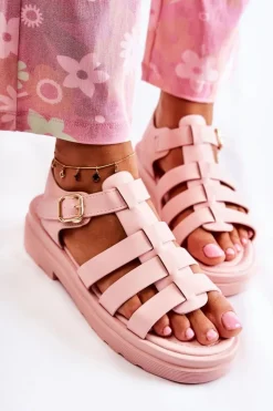 Hot Boto Modne Sandały Z Paskami Różowe Malien