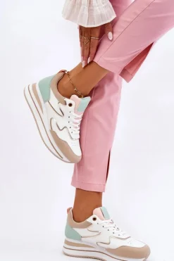 Damskie Boto Modne Skórzane Buty Sportowe Biało-Beżowe Roen