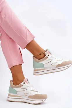 Damskie Boto Modne Skórzane Buty Sportowe Biało-Beżowe Roen