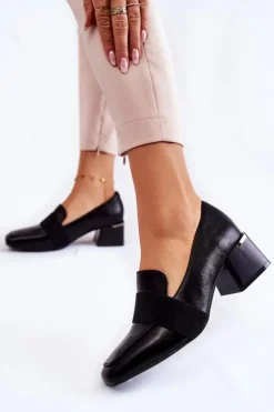 Boto Czółenka Na Słupku|Czółenka Klasyczne*Modne Skórzane Czółenka La.Fi 230033B-PU Czarne