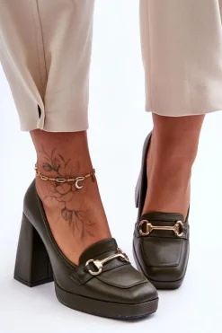 Damskie Boto Modne Skórzane Czółenka Zielone Rouse