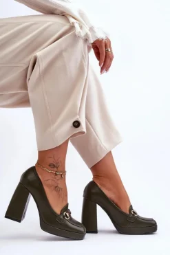 Damskie Boto Modne Skórzane Czółenka Zielone Rouse