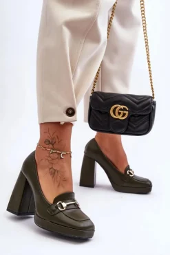 Damskie Boto Modne Skórzane Czółenka Zielone Rouse