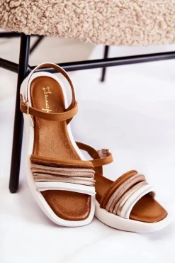 Sale Maciejka Modne Skórzane Sandały Damskie 05561-11 Białe