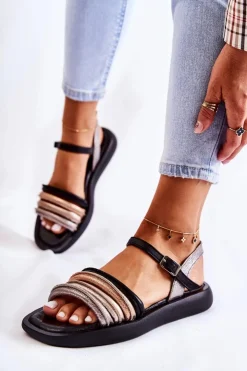 Maciejka Modne Skórzane Sandały Damskie 05561-01 Czarne