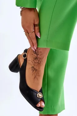 Evento Sandały Na Obcasie*Modne Skórzane Sandały Na Obcasie Czarne Hette Czarny