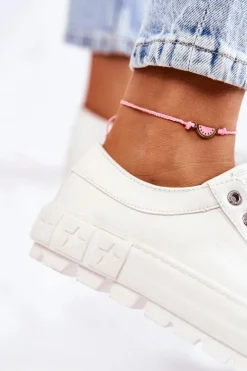 Big Star Shoes Trampki Damskie Big Star|Trampki Damskie Niskie*Modne Skórzane Trampki Big Star KK274142 Białe