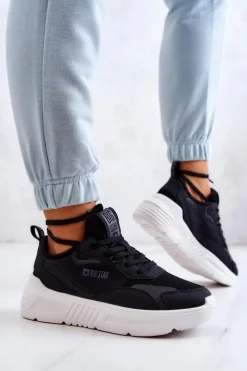 Damskie Big Star Shoes Modne Sneakersy Buty Sportowe Big Star JJ274598 Czarne