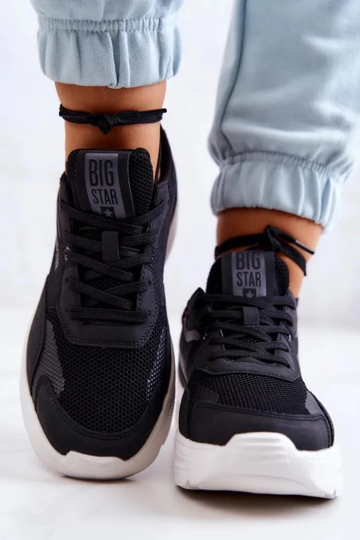 Damskie Big Star Shoes Modne Sneakersy Buty Sportowe Big Star JJ274598 Czarne