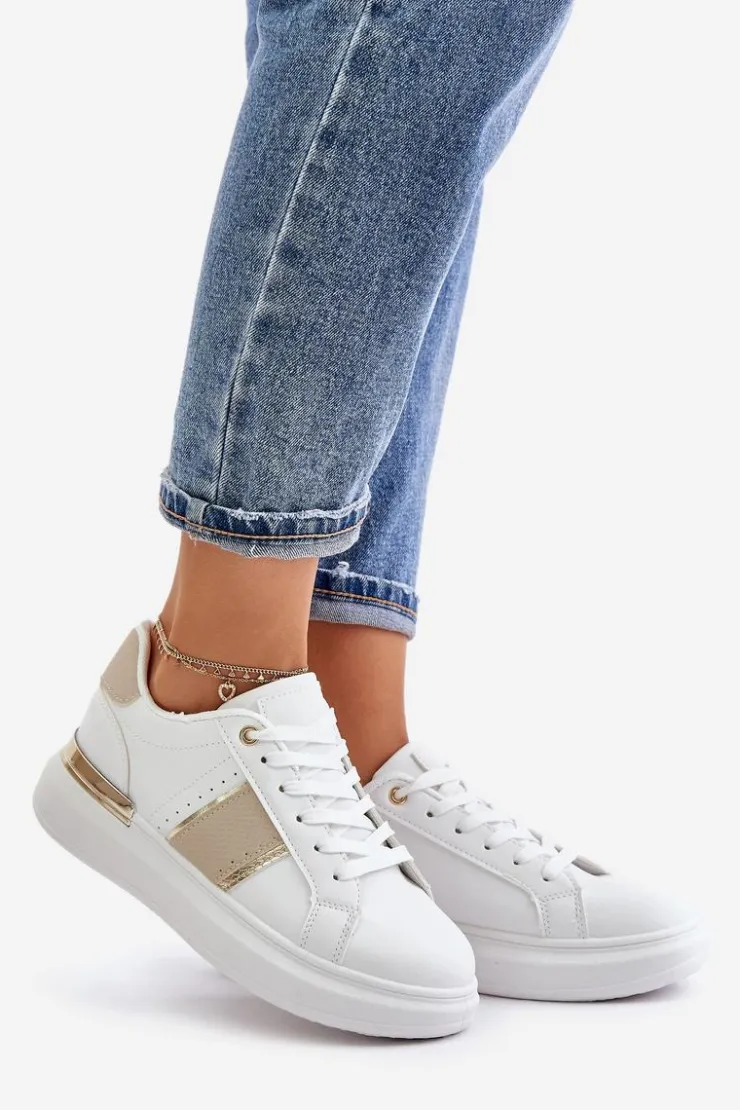 Damskie Boto Modne Sneakersy Damskie Na Platformie Z Eko Skóry Beżowe Nevisase