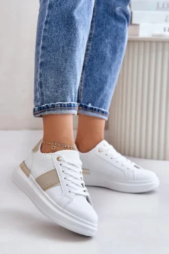 Damskie Boto Modne Sneakersy Damskie Na Platformie Z Eko Skóry Beżowe Nevisase