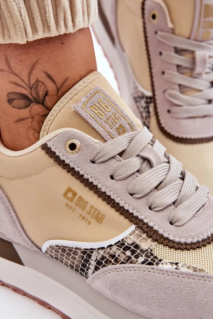 Discount Big Star Shoes Modne Sneakersy Memory Foam System Big Star LL274364 Beżowe