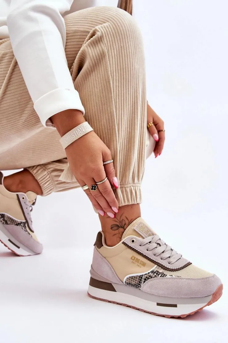 Discount Big Star Shoes Modne Sneakersy Memory Foam System Big Star LL274364 Beżowe