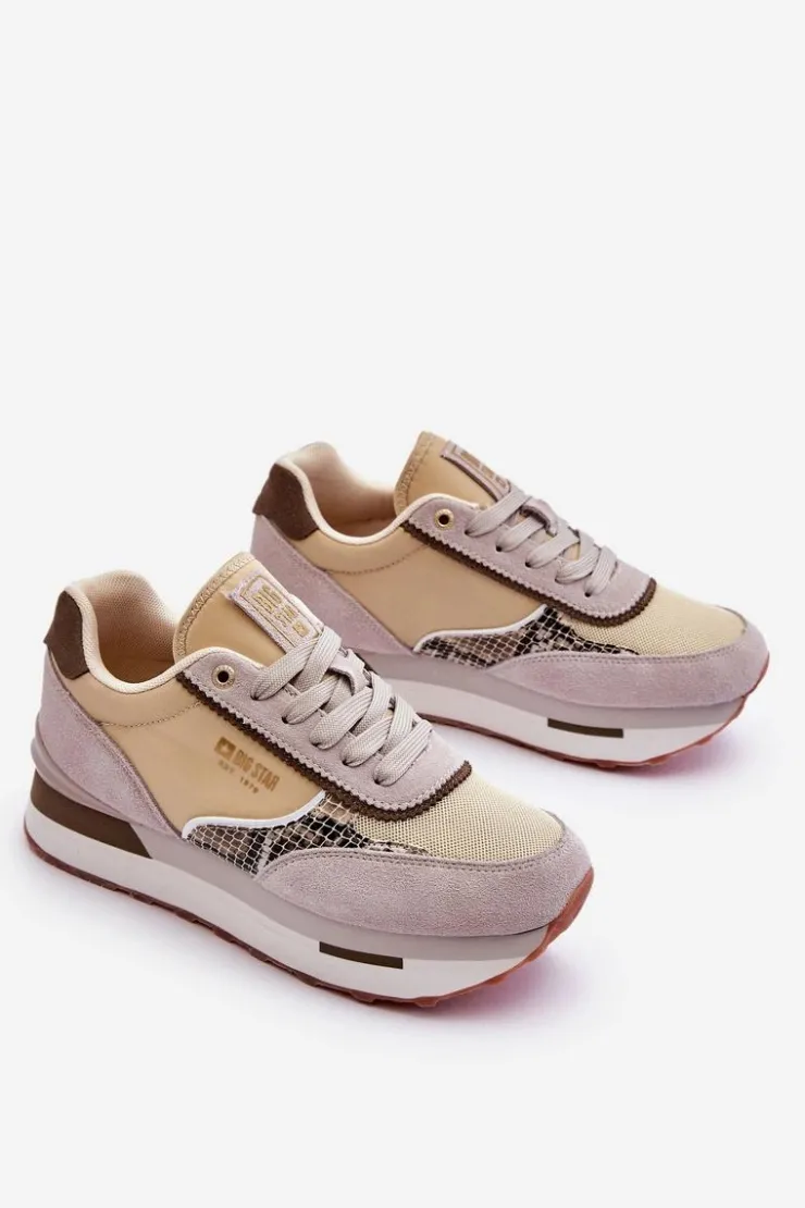 Discount Big Star Shoes Modne Sneakersy Memory Foam System Big Star LL274364 Beżowe