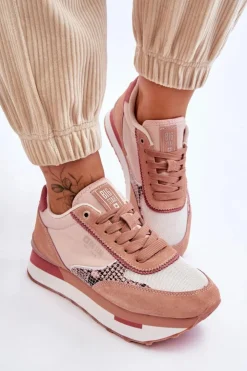 Damskie Big Star Shoes Modne Sneakersy Memory Foam System Big Star LL274366 Różowe