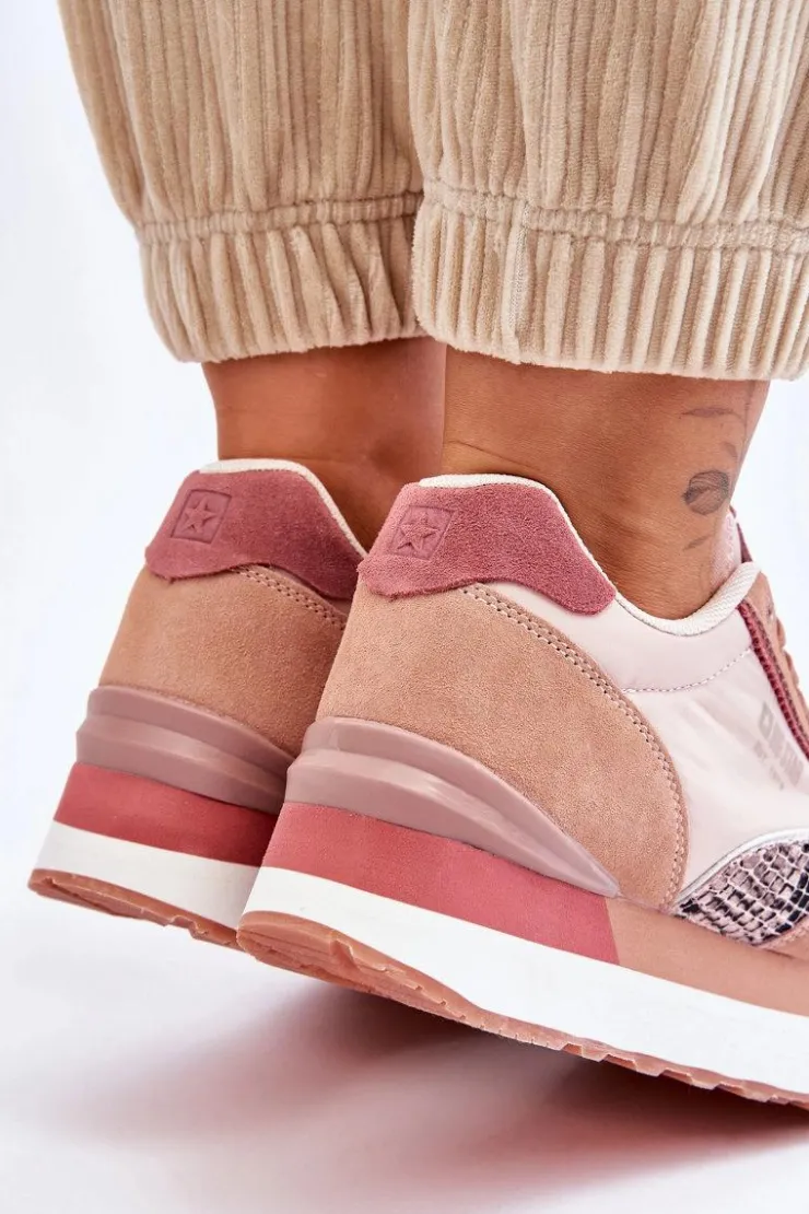 Damskie Big Star Shoes Modne Sneakersy Memory Foam System Big Star LL274366 Różowe