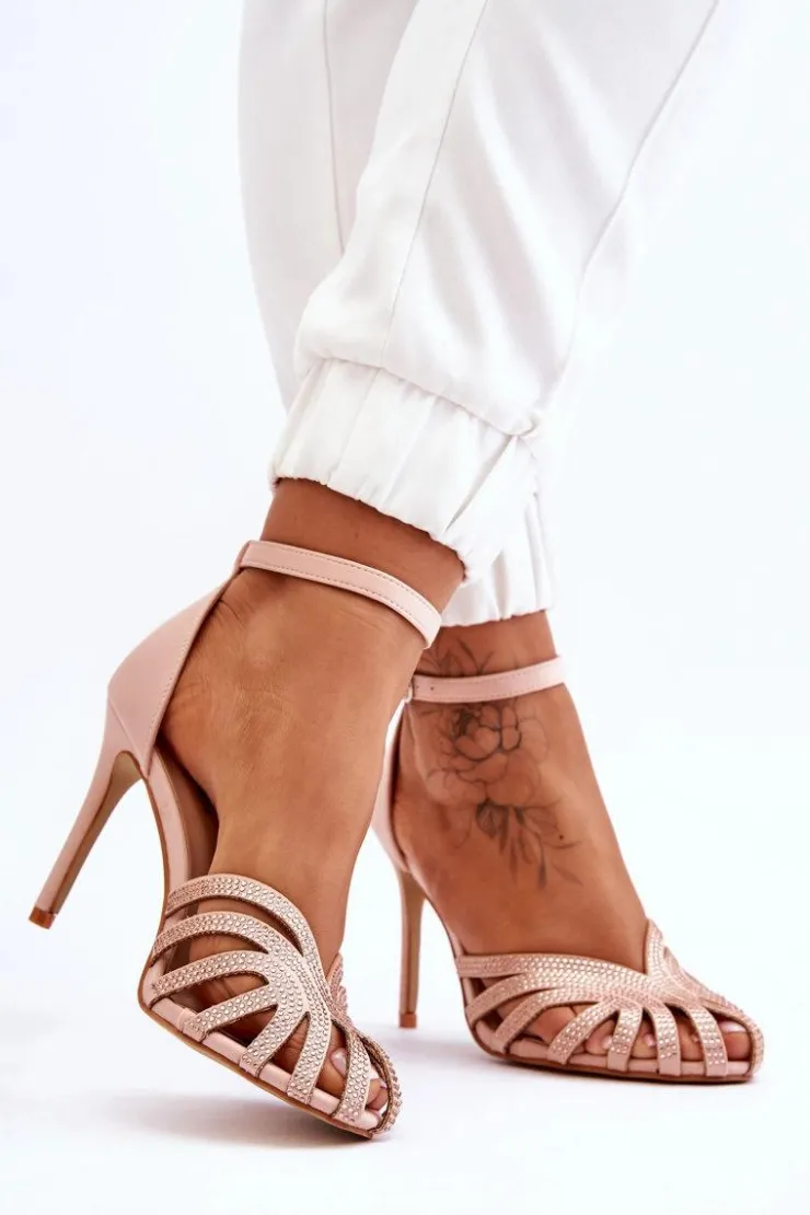 Sale Boto Modne Szpilki Z Dżetami Jasnobeżowe Jaylen