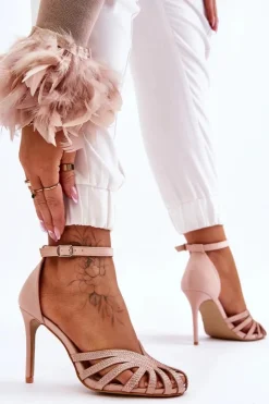 Sale Boto Modne Szpilki Z Dżetami Jasnobeżowe Jaylen